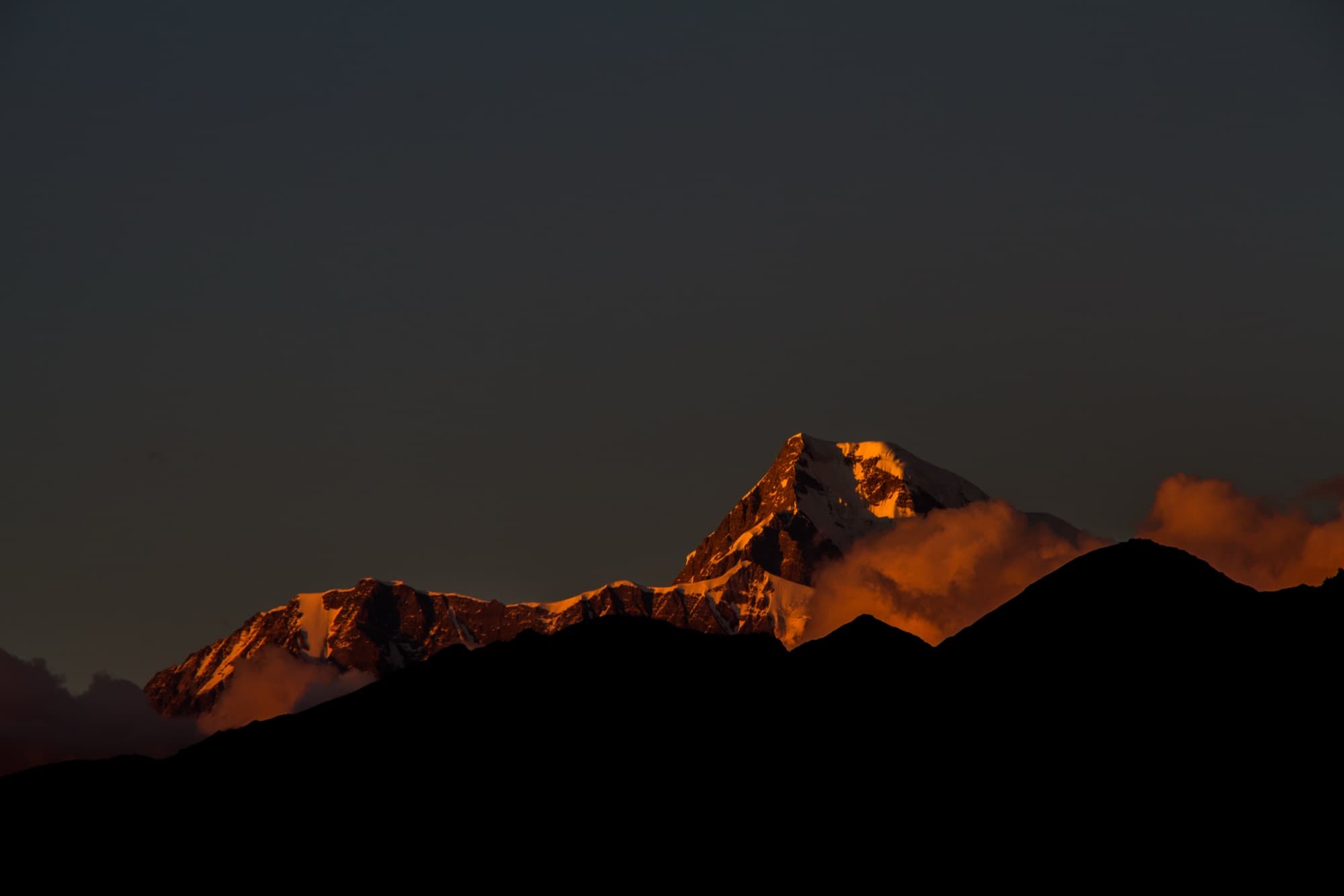 Sunset on Nanda Ghunti, seen from Lohajung near Wan