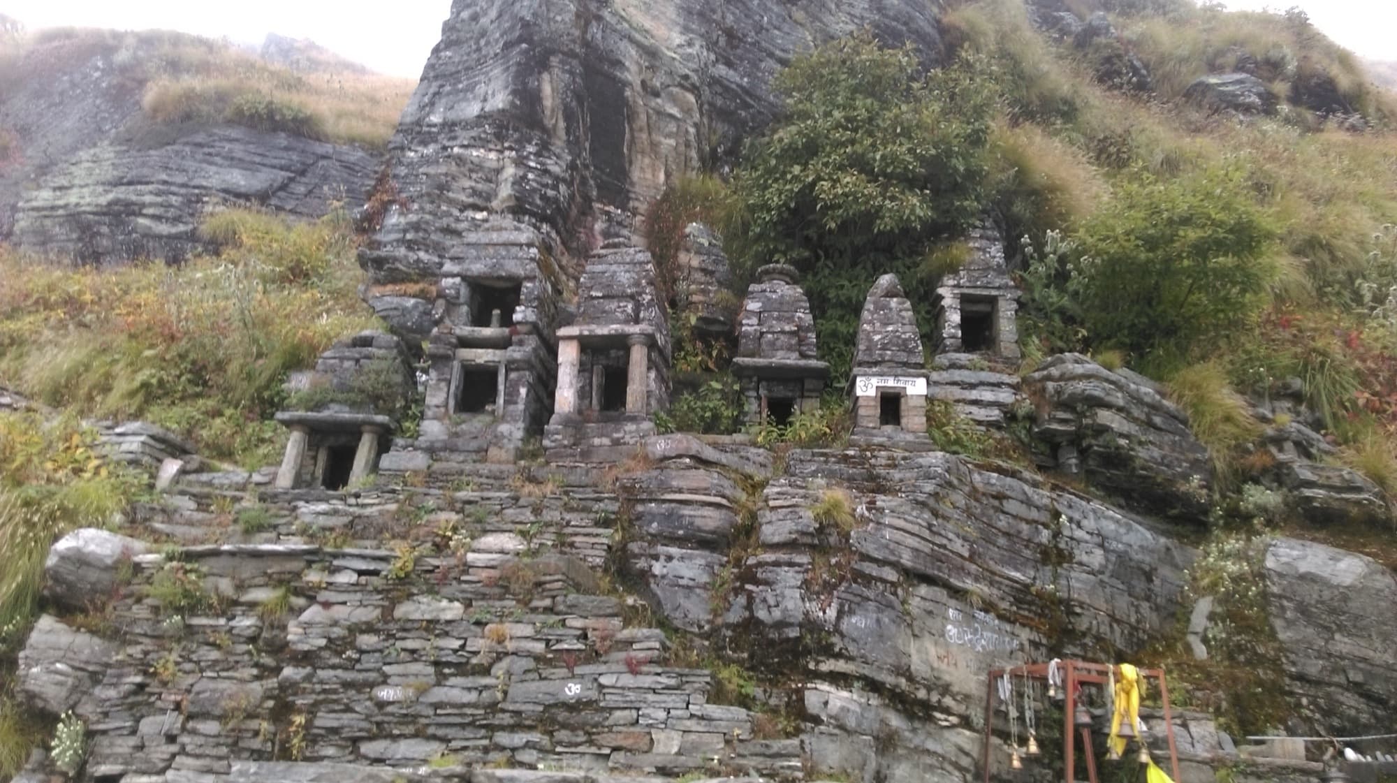 Ancient stone shrines beside Rudranath temple
